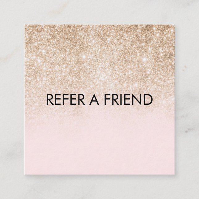 Modern Gold Elegant Pink Beauty Salon Referral Card (Front)