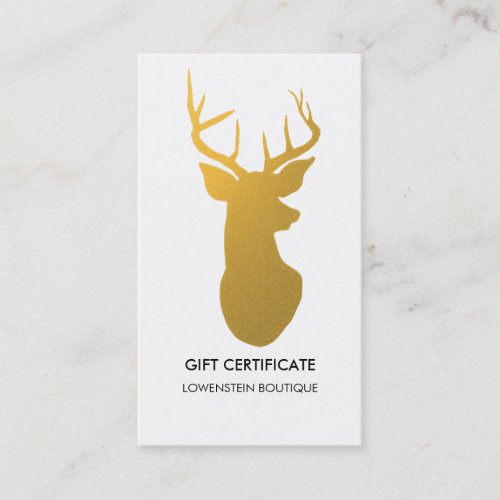 Modern Gold Elegant Reindeer Gift Certificate