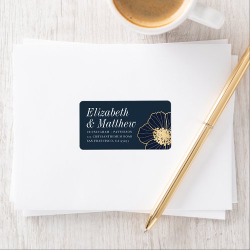 Modern Gold Embossed Floral  Return Address Label