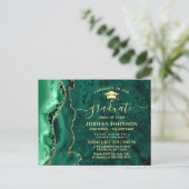 Modern Gold Emerald Graduation Party Invitation Postcard (Standing Front)