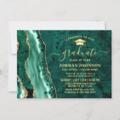 Modern Gold Emerald Green Marble Graduation Party Invitation (Front)