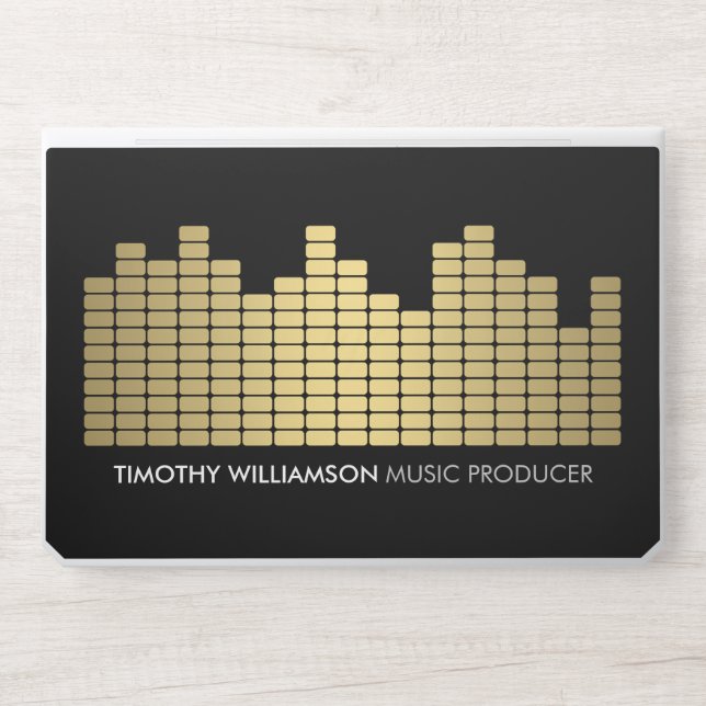 Modern Gold Equalizer DJs, Musicians HP Laptop Skin (Front)
