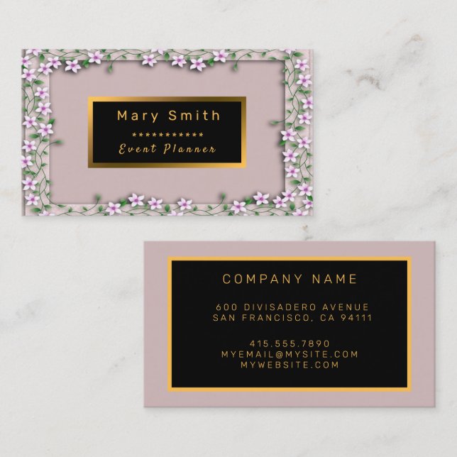 Modern Gold Event Add Your Text Business Card (Front/Back)