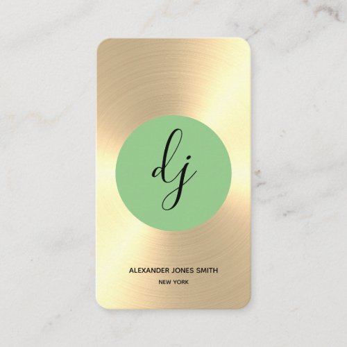 Modern Gold Faux 2019  2020 DJ Monogram Business Card