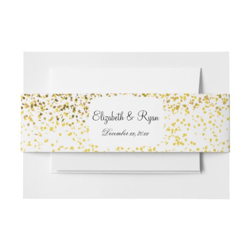 Modern Gold Faux Confetti Glitter Invitation Belly Band