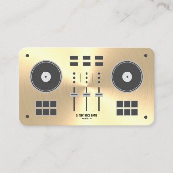 Modern Gold Faux Dj Controller Business Card by SpinNationStore at Zazzle