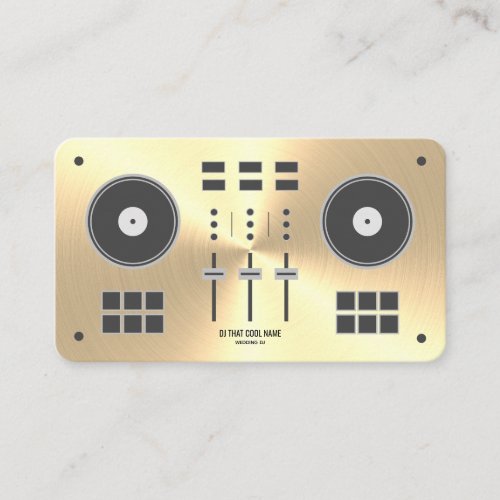 Modern Gold Faux DJ Controller Business Card