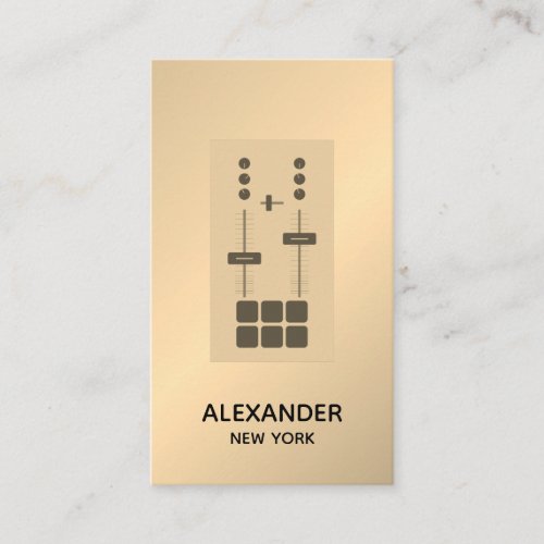 Modern Gold Faux DJ Mixer Logo Business Card