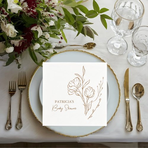 Modern Gold Faux Foil Script Bridal Shower  Napkins