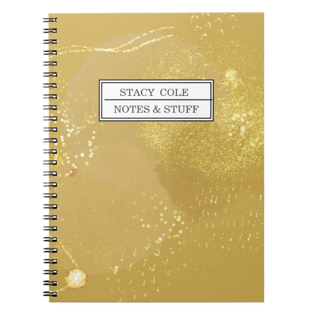 Modern Gold Faux Glitter Name Personalized Notebook (Front)