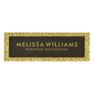 Modern Gold Faux Glitter Name Tag