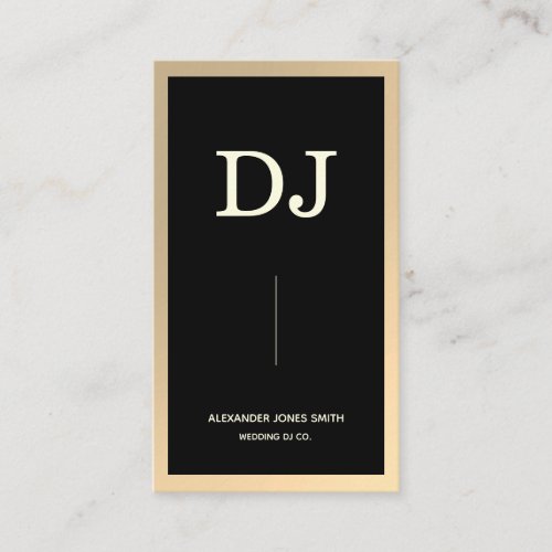 Modern Gold Faux Monogram 2019  2020 Wedding DJ Business Card