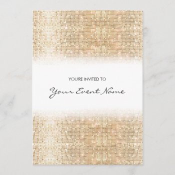 Modern Gold Faux Sequins Festive Party Invitation by pixiestick at Zazzle