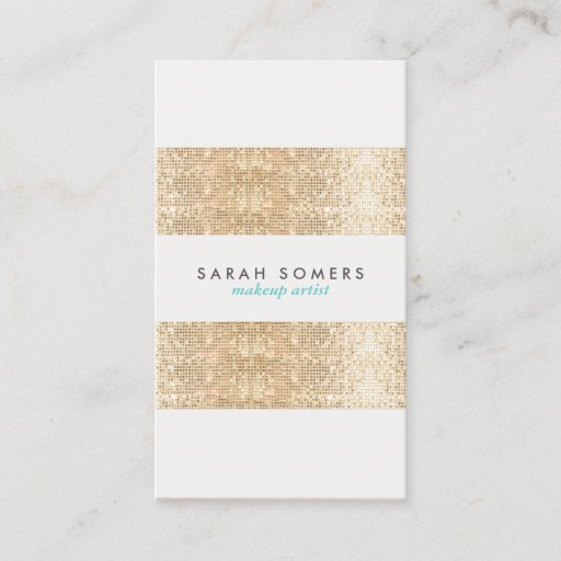 Customizable Modern Gold Faux Sparkly Sequins Makeup Artist Business Card Templates
