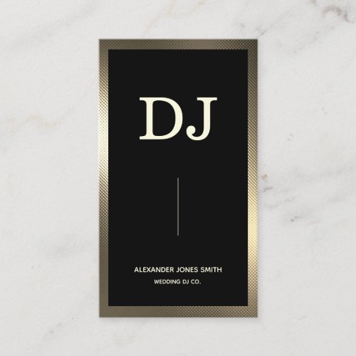 Modern Gold Faux Textured Border Wedding DJ Business Card