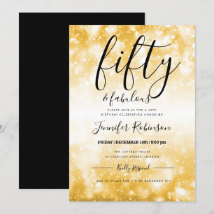 Modern Gold Fifty & Fabulous 50th Birthday Invitation