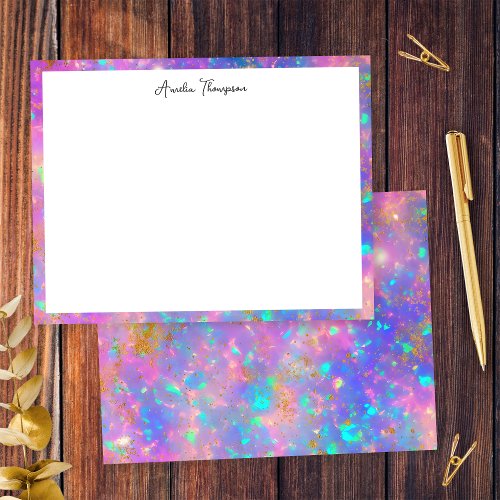 Modern Gold Fire Opal Stone Personal Stationery Note Card