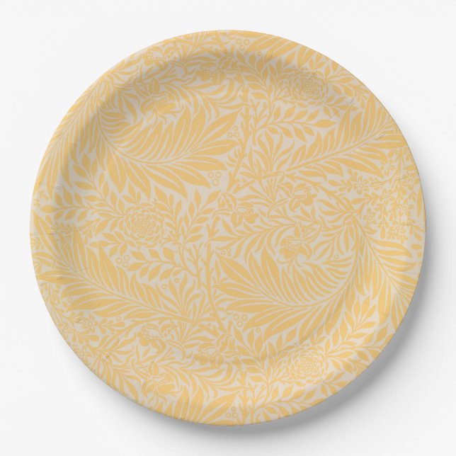 Modern Gold Floral Botanical Paper Plate (Front)
