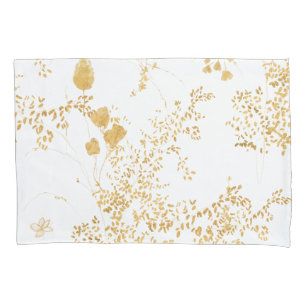 Modern Gold Floral Pillow Case