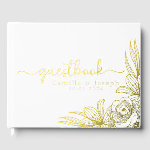 Modern Gold Floral wedding guestbook