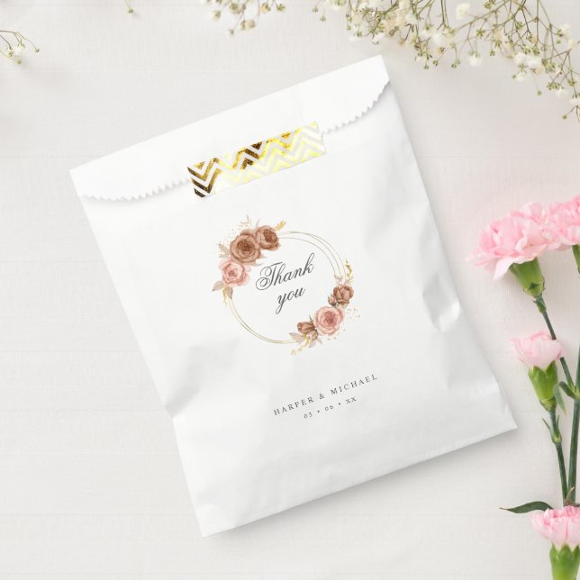 Modern gold flower wreath wedding thank you favor bag (Sealed)