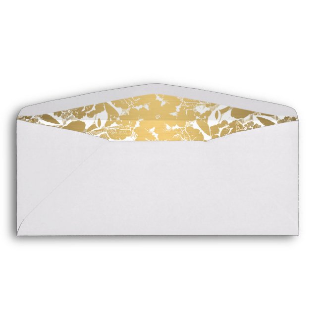 Modern Gold Flowers Black Circle Envelope (Back (Bottom))