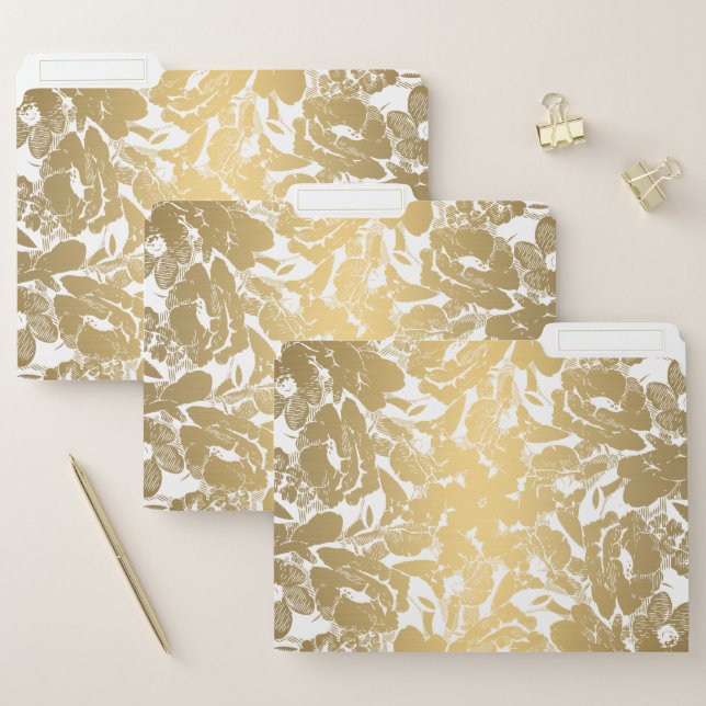 Modern Gold Flowers File Folder (Set)