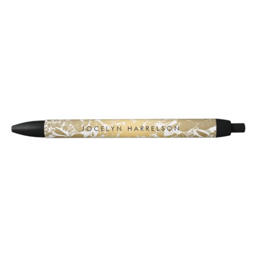 Modern Gold Flowers Personalized Pen