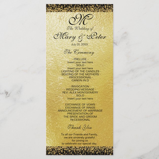 Modern Gold Foil and Confetti Program (Front)
