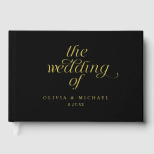 Modern Gold Foil Black Wedding Foil Guest Book