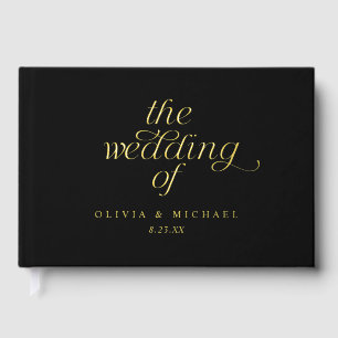 Modern Gold Foil Black Wedding Guest Book