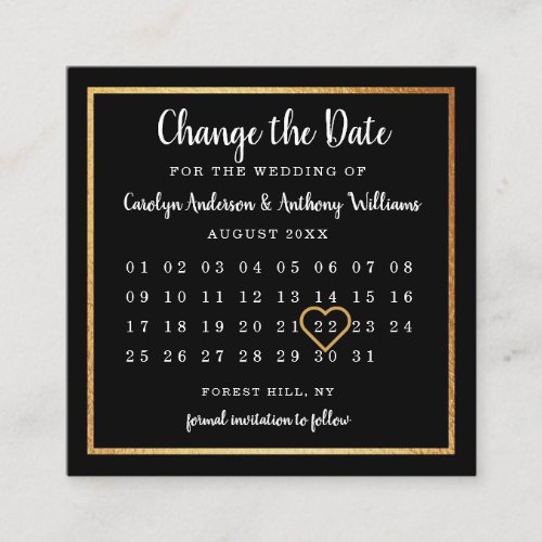 Modern Gold Foil Calendar Change The Date Enclosure Card
