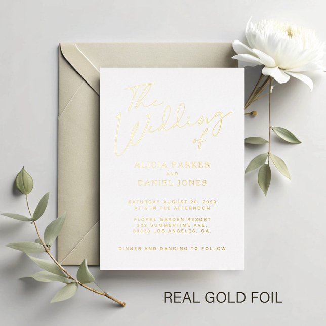 Modern gold foil calligraphy script wedding  foil invitation (Creator Uploaded)