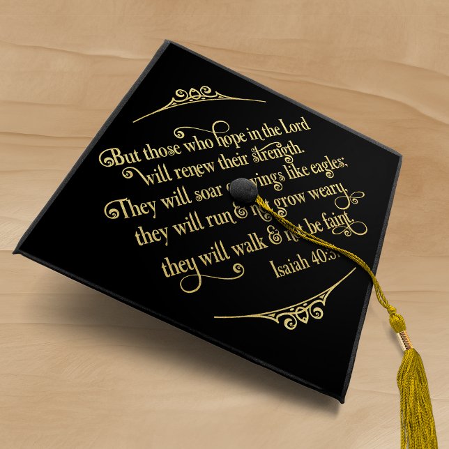 Modern Gold Foil Christian Bible Verse Isaiah 40 Graduation Cap Topper (Creator Uploaded)