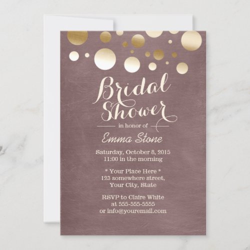 Modern Gold Foil Confetti Dots Bridal Shower 5x7 Paper Invitation Card