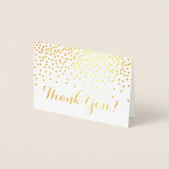 Modern Gold Foil Confetti Dots Thank You Card (Front)