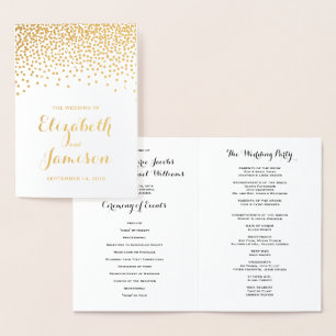 Modern Gold Foil Confetti Dots Wedding Program