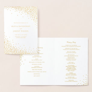 Modern Gold Foil Confetti Dots Wedding Programs