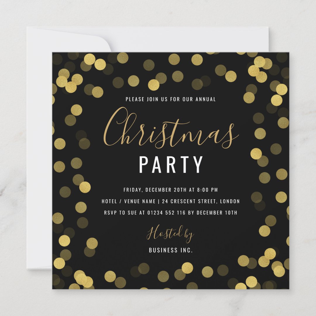 Modern Gold Foil Corporate Holiday Party Invitation | Zazzle