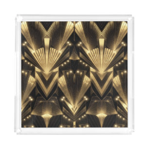 Modern Gold Foil Elegance Neo Art Deco Acrylic Tray
