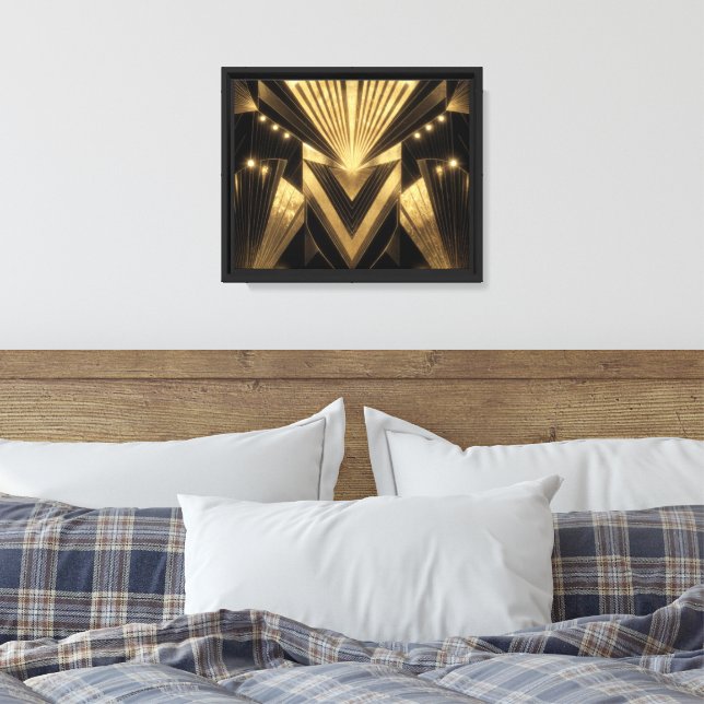 Modern Gold Foil Elegance Neo Art Deco  Canvas Print (Insitu(Bedroom))