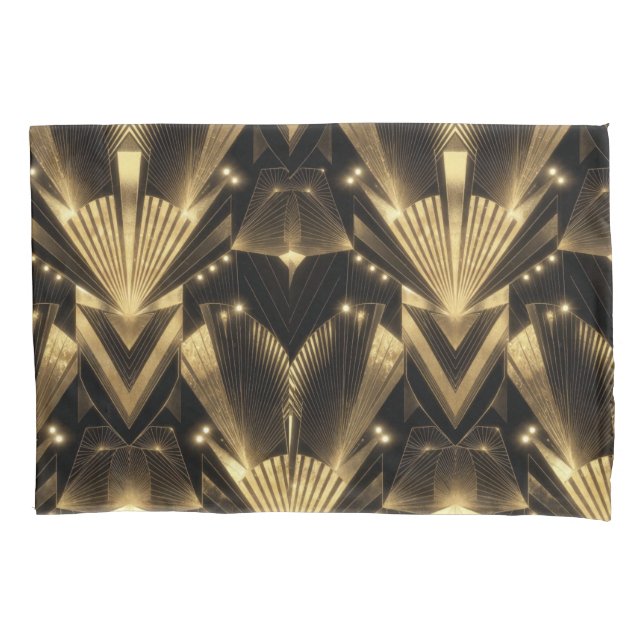Modern Gold Foil Elegance Neo Art Deco  Pillow Case (Front)