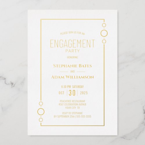 Modern Gold Foil Engagement Party Foil Invitation