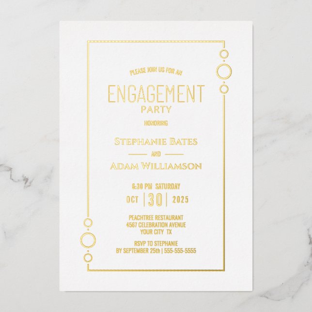 Modern Gold Foil Engagement Party Invitation (Front)