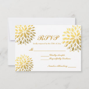 Modern Gold Foil Floral Modern RSVP Wedding Card