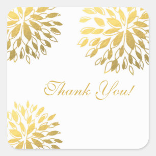 Modern Gold Foil Floral White Elegant Sticker