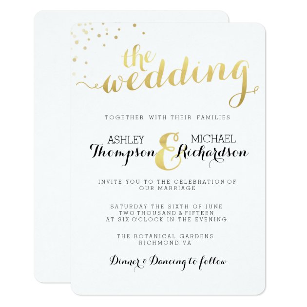 Modern Gold Foil Glamour Wedding Invitation