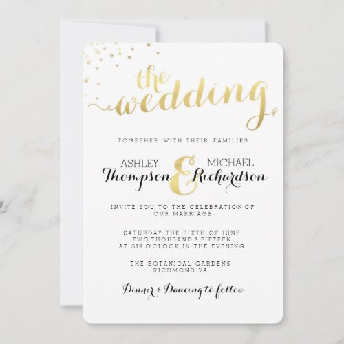 Modern Gold Foil Glamour Wedding Invitation