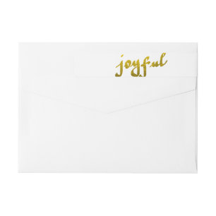 Modern Gold Foil Joyful Script Holiday Wrap Around Label