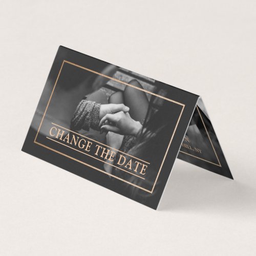 Modern Gold Foil Photo Change The Date Card